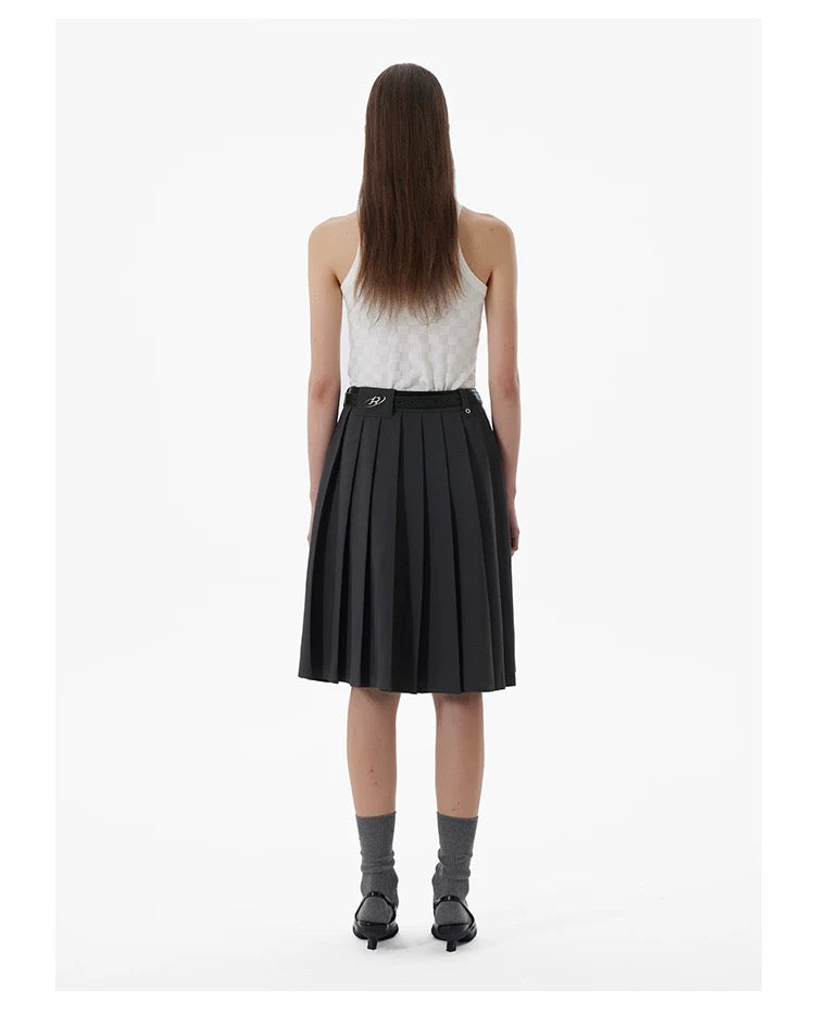 Pleated grey midi skirt by Runaway West