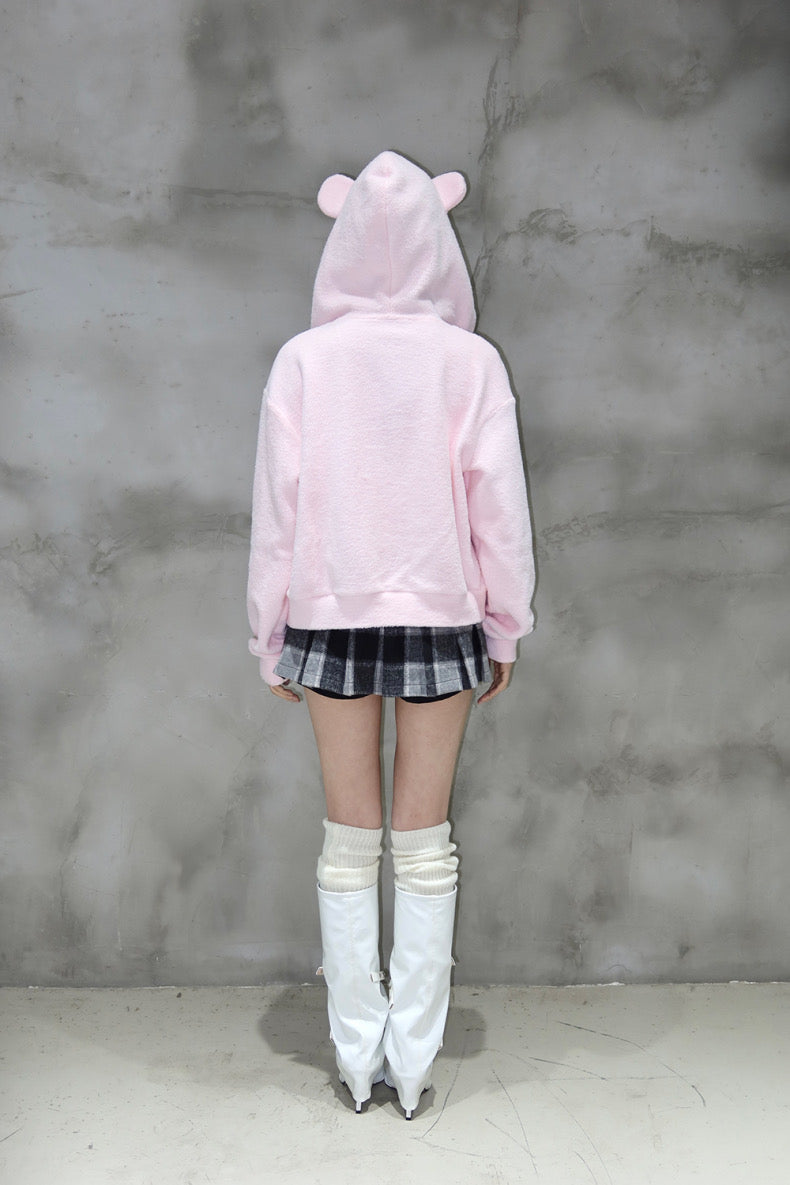 Pink ears zip up hoodie by EatmePlz