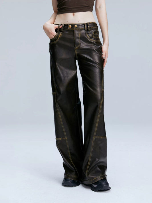 Washed leather pants by 2th Desire