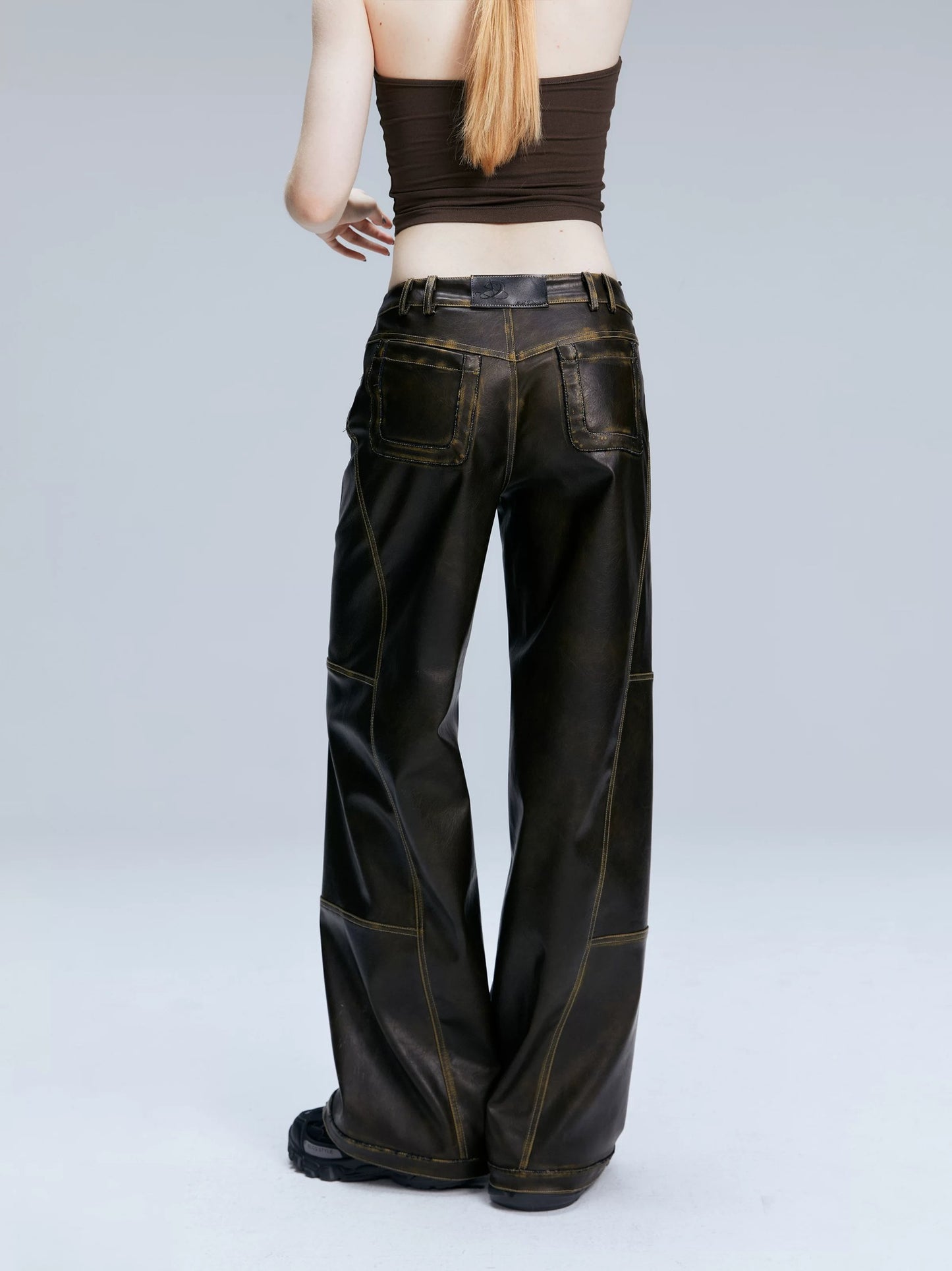 Washed leather pants by 2th Desire