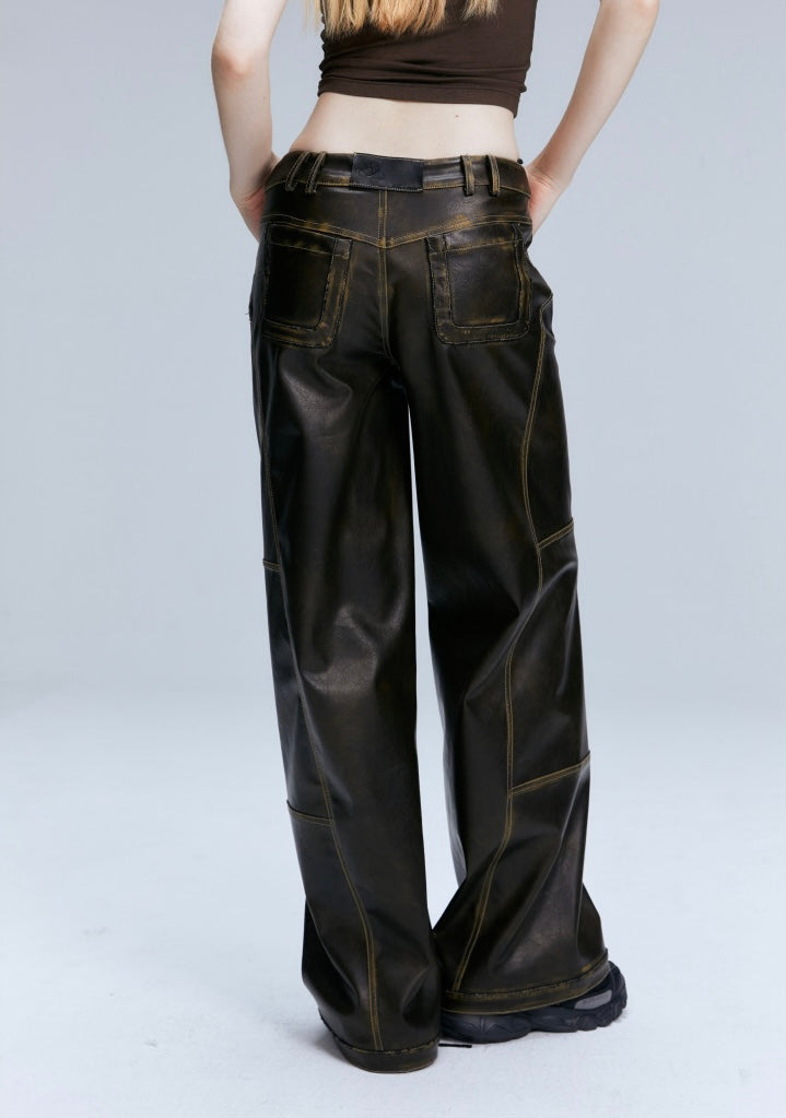 Washed leather pants by 2th Desire