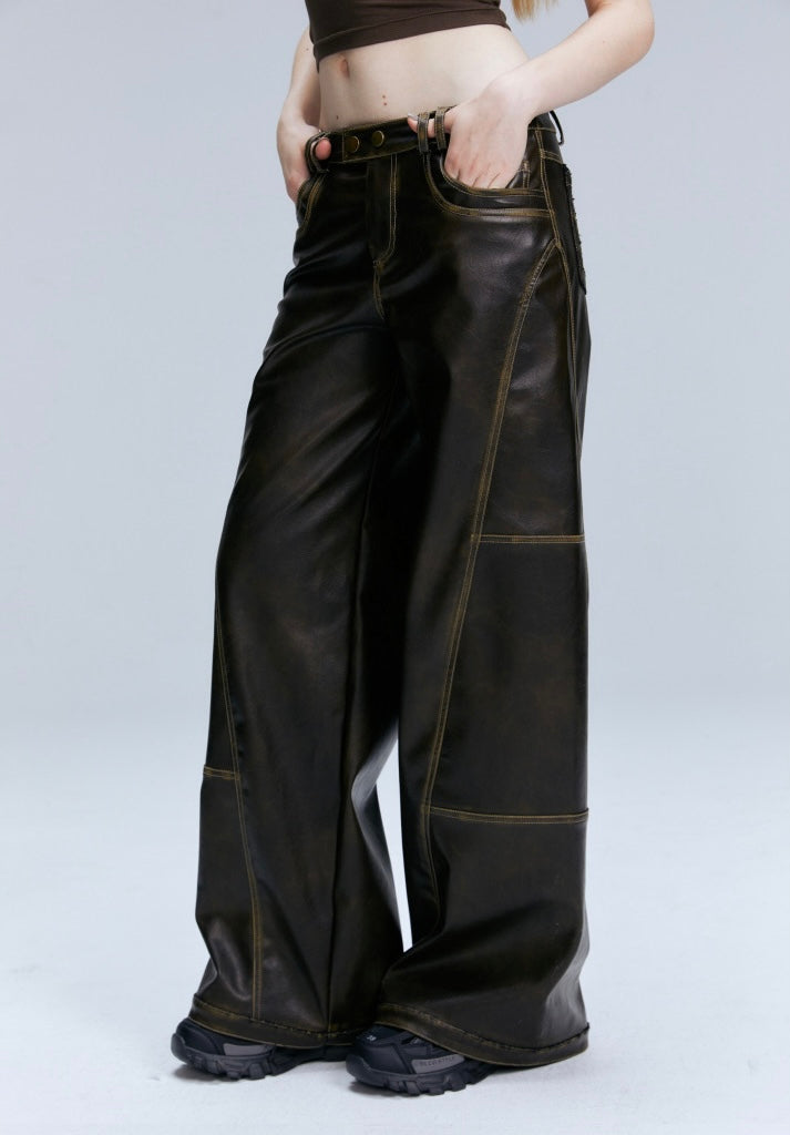 Washed leather pants by 2th Desire