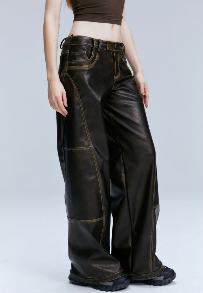 Washed leather pants by 2th Desire