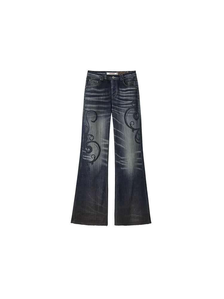 Washed Flare Denim by 1JinnSTUDIO