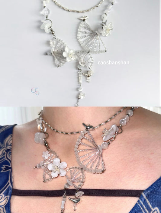 Jaded fan necklace by CaoShanShan