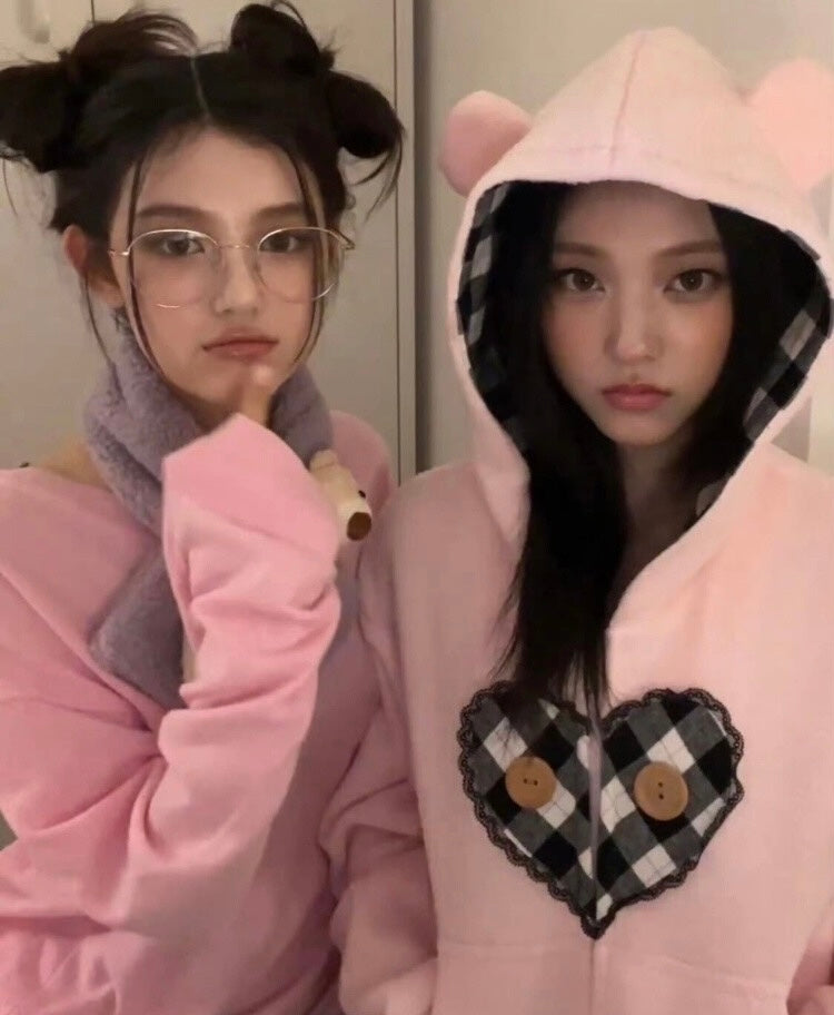 Pink ears zip up hoodie by EatmePlz